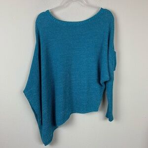 Sogi‎ Asymmetrical Dolman Turquoise Sweater